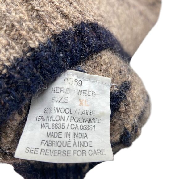 Woolrich Sweater Mens XLarge Tan Brown Wool Pullover Crewneck Herb Tweed Pattern - Picture 10 of 10